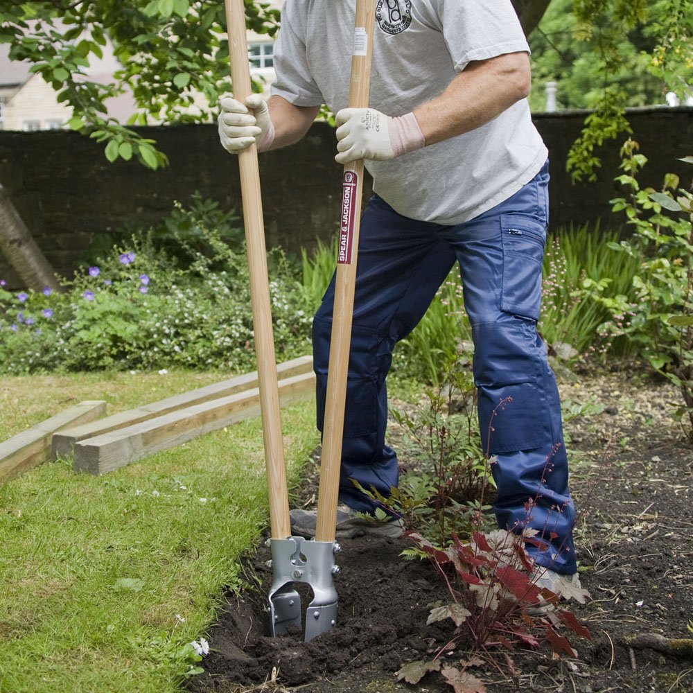 Spear & Jackson PHD-WH Landscaping & Fencing Post Hole Digger Wooden Handle, Blue - Image 2