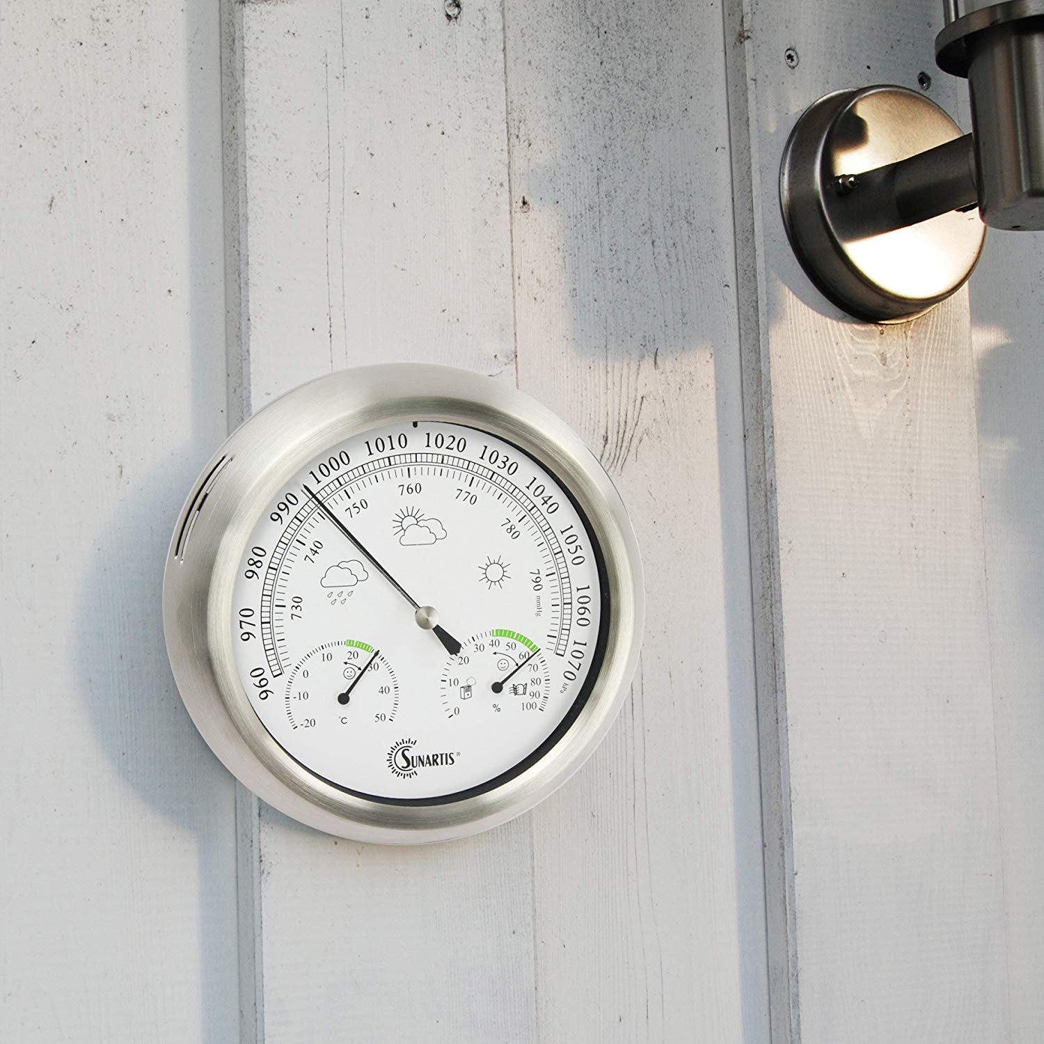 Sunartis THB367 Outside Weather Station with Stainless Steel Frame and Thermometer Hygrometer and Barometer approx. Ø 21 x 4 cm - Image 3