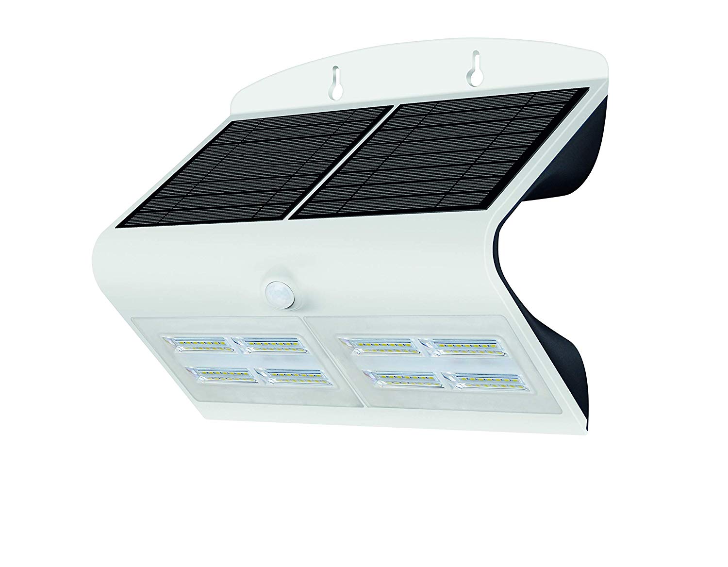 Luceco LEXS80W40-01 Solar Guardian Angled Wall Light Outdoor, with PIR Motion Sensor, 6.8 Watts, White Aluminium
