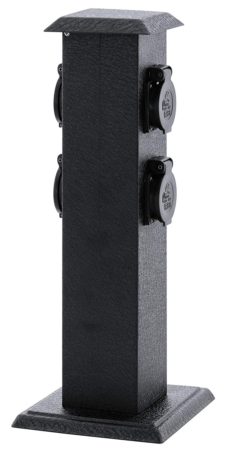 Eglo Outdoor Accessories Socket Column, Garden Socket, 4 sockets, Material: Steel and Plastic, Colour: Black, IP44 - Image 2