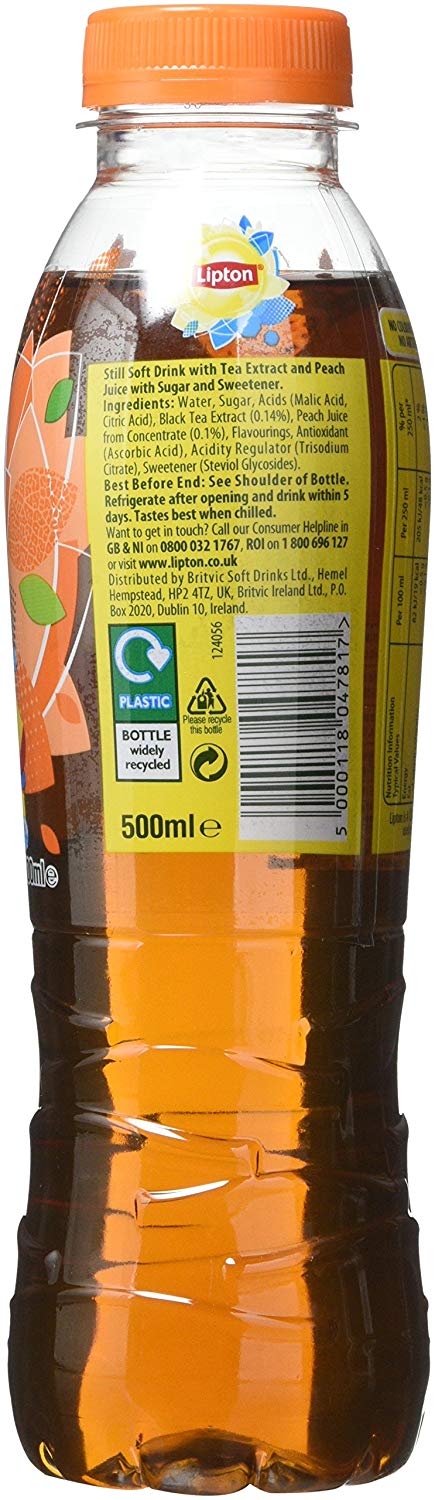 Lipton Ice Tea Peach Still Soft Drink 500ml, (Pack of 12) - Image 2