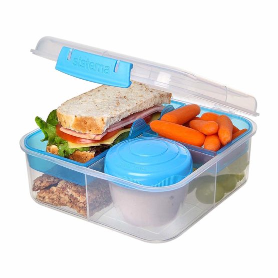 Sistema Bento Box TO GO | Lunch Box with Yoghurt/Fruit Pot | 1.25 L | Blue | 1 Count - Image 2
