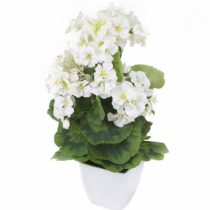Closer to Nature Artificial 1ft 1" White Zonal Geranium Plant - Artificial Silk Plant and Tree Range