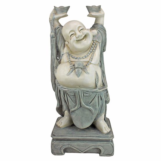 Design Toscano Jolly Hotei Laughing Buddha Asian Decor Garden Statue, 63.5 cm, Polyresin, Two Tone Stone - Image 2
