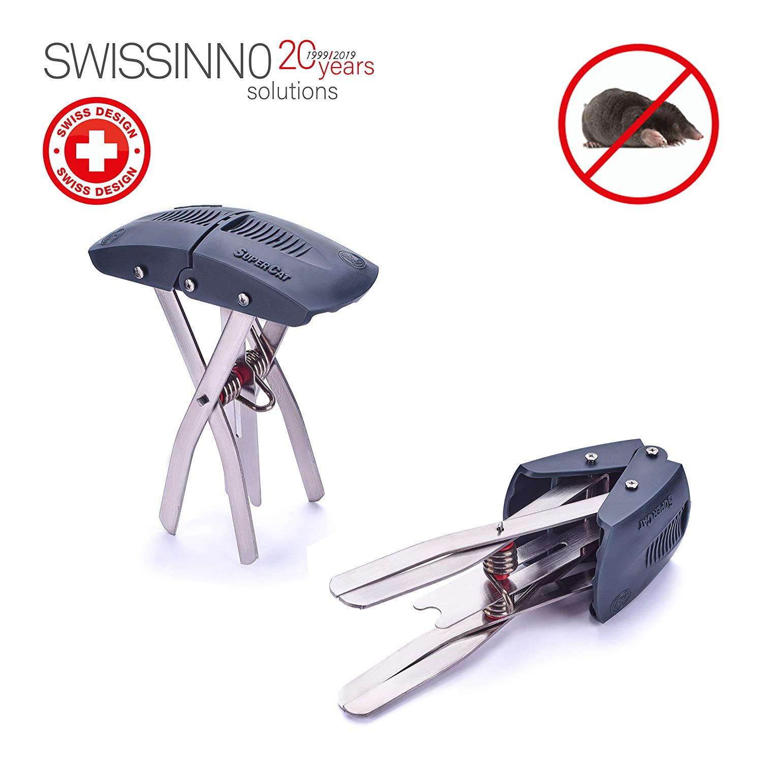 SWISSINNO SuperCat Mole Trap, Proven Traps That Work, Heavy Duty Claw Catcher for Lawns, Reusable, No Poison, No Bait - Image 2