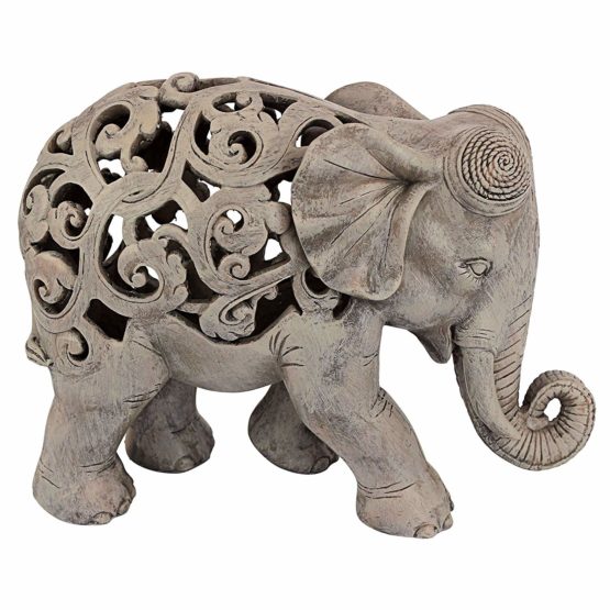 Design Toscano NG32745 Anjan the Elephant Indian Decor Jali Animal Statue, 30.5 cm, Polyresin, Brown Stone - Image 4