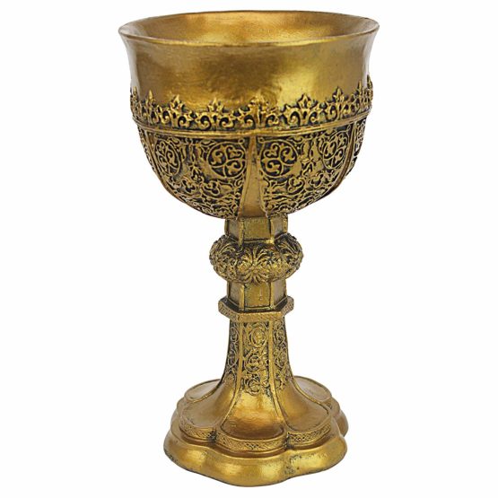 Design Toscano CL6121 Golden Chalice of King Arthur Medieval Decor Gothic Goblet Sculpture, 22.75 cm, Polyresin, Gold - Image 2