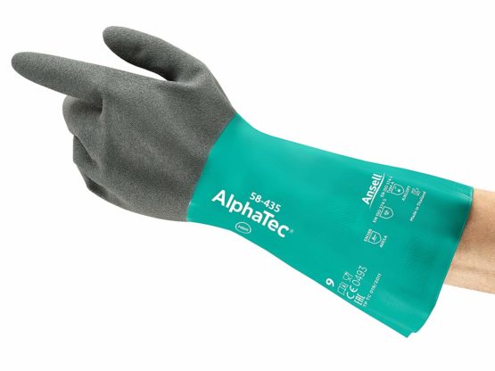 Ansell AlphaTec 58-435 Nitrile gloves, chemical & liquid protection, Green, Size 9 (Pack of 12 pairs)