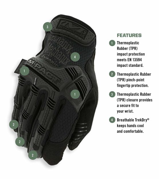 Mechanix Wear - M-Pact Covert Gloves (XX-Large, Black) - Image 2