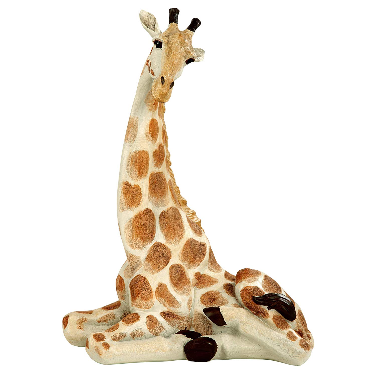 Design Toscano EU1015 Zari the Resting Giraffe African Decor Garden Statue, 51 cm, Polyresin, Full Color, Full Colour