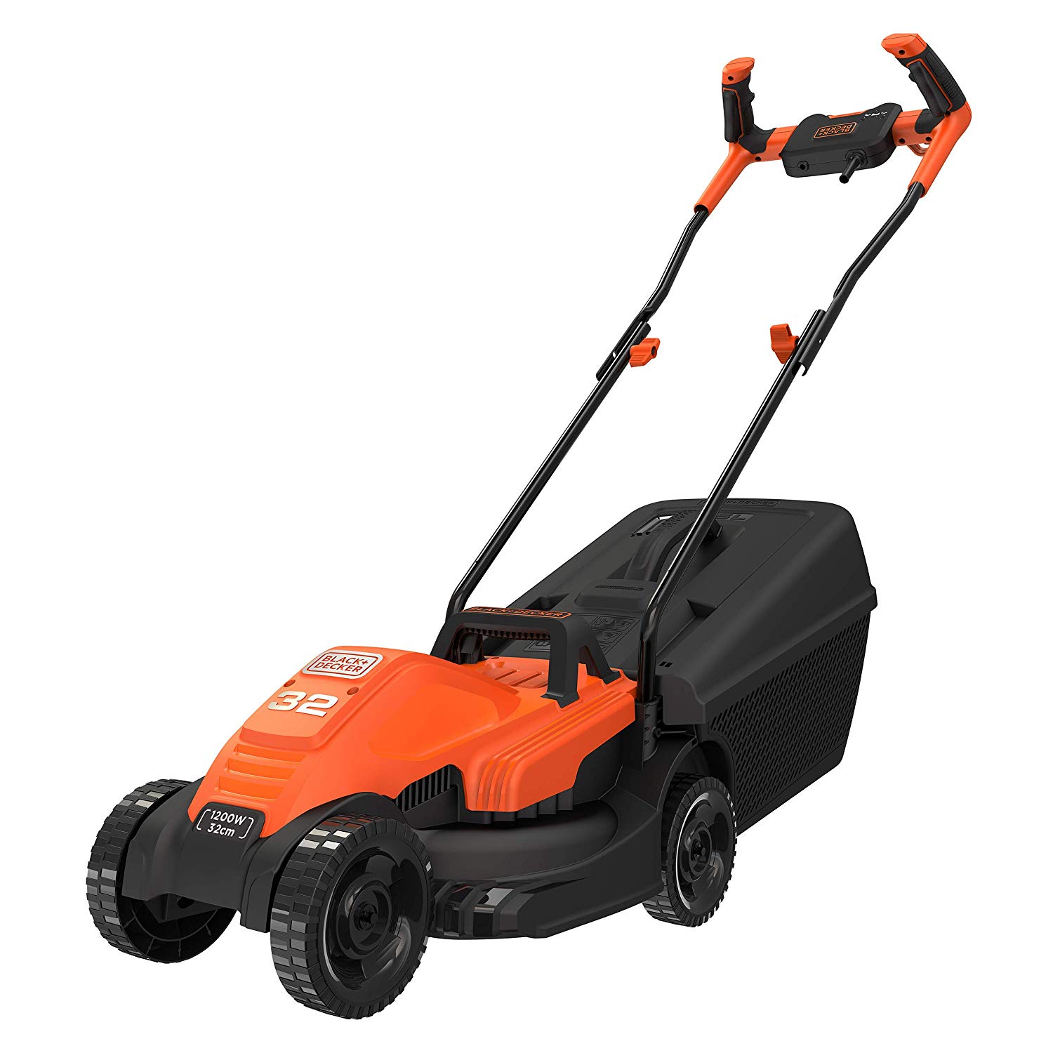 BLACK + DECKER BEMW451BH-GB Lawn Mower with Bike Handle, 1200 W, 240 V, Black, 32 cm