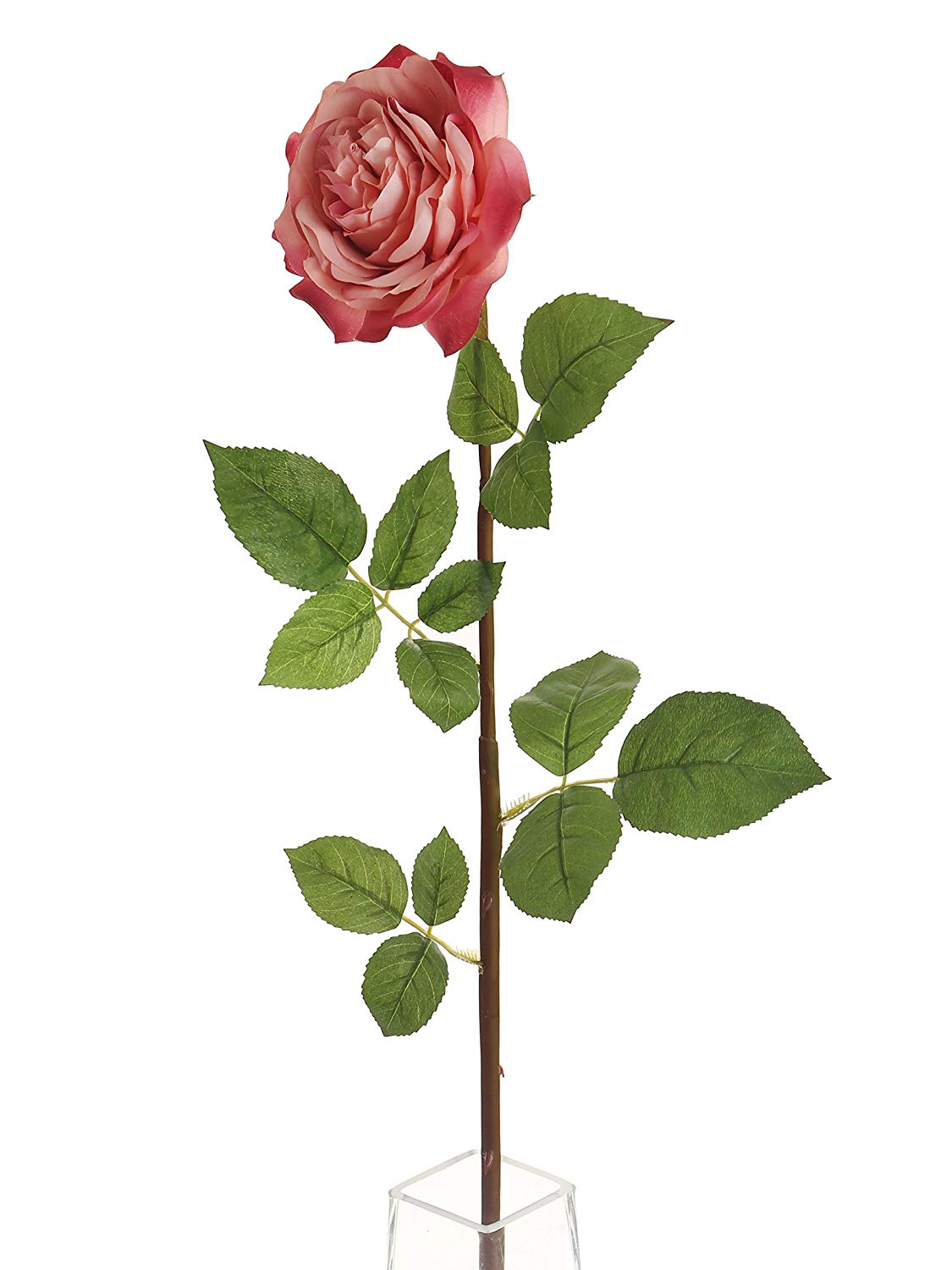 KONG Floral Elegance Artificial 92cm Single Stem Fully Open Dusky Pink Rose Flower