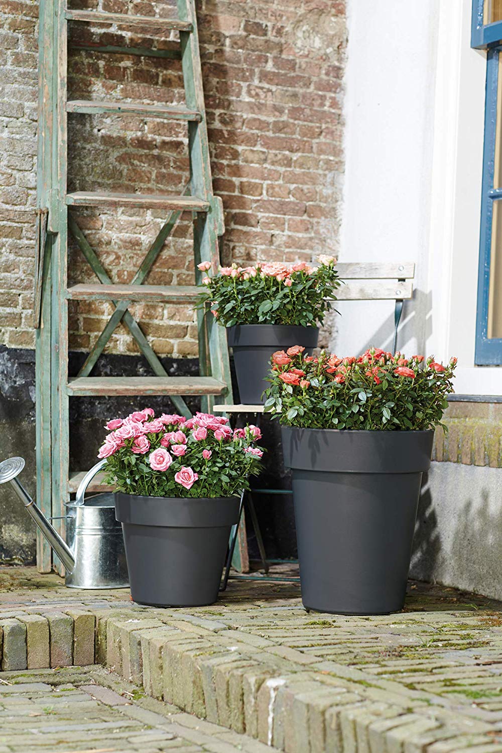 elho Green Basics Top Planter 23 - Flower Pot for Outdoor - Ø 23.0 x H 19.6 cm - Black/Living Black - Image 4