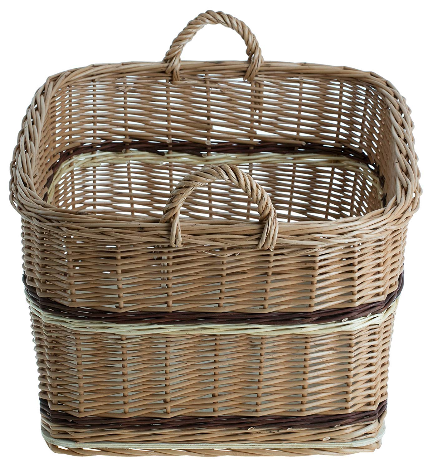 Vollwe Idener Fireplace Basket, Naturfarbiger Wicker Basket Wicker Log Basket – Fireplace Basket with Handles, Toy Box, Toy Box, W - Image 3