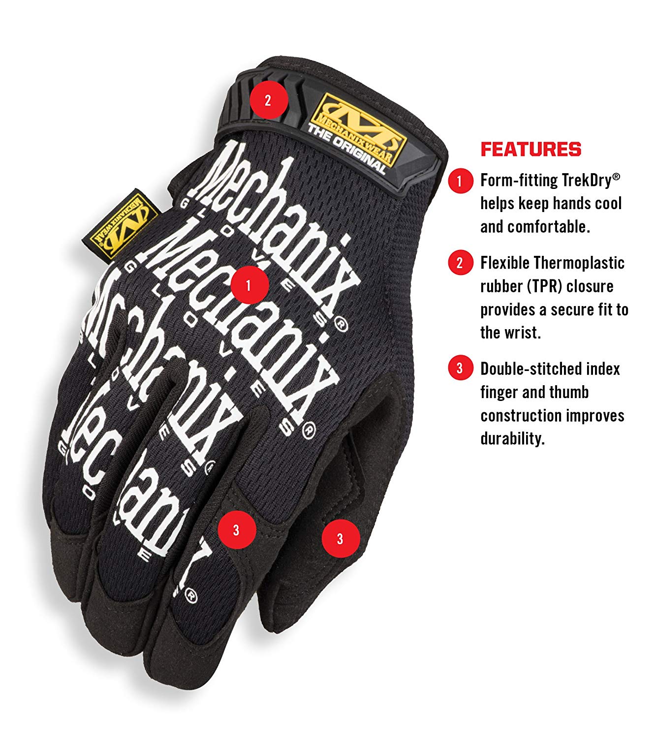 Mechanix Wear - Original Work Gloves (Medium, Black) - Image 2