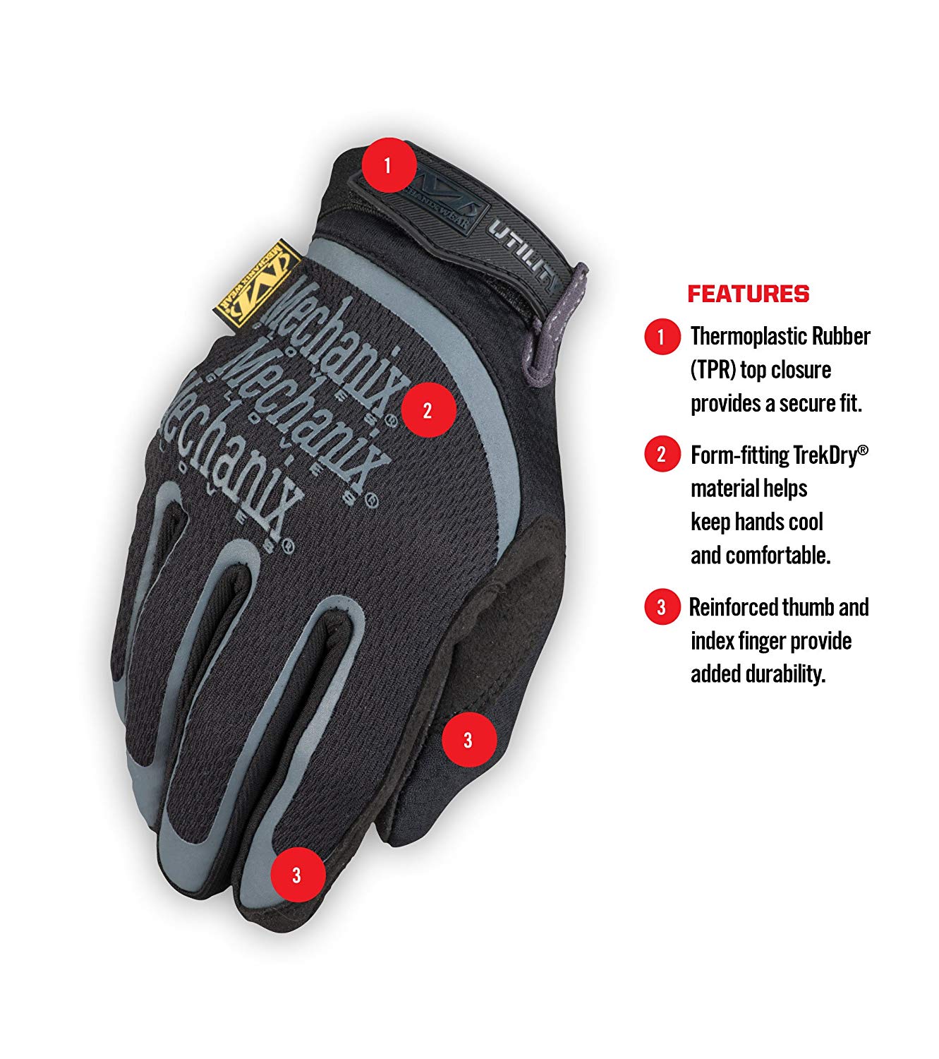 Mechanix Wear - Utility Gloves (Large, Black) - Image 2