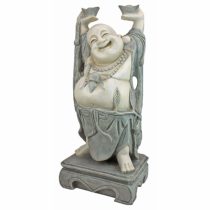 Design Toscano Jolly Hotei Laughing Buddha Asian Decor Garden Statue, 63.5 cm, Polyresin, Two Tone Stone