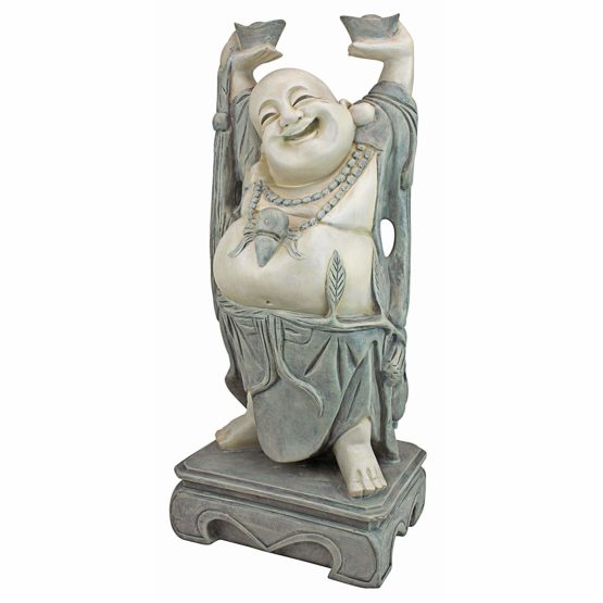 Design Toscano Jolly Hotei Laughing Buddha Asian Decor Garden Statue, 63.5 cm, Polyresin, Two Tone Stone