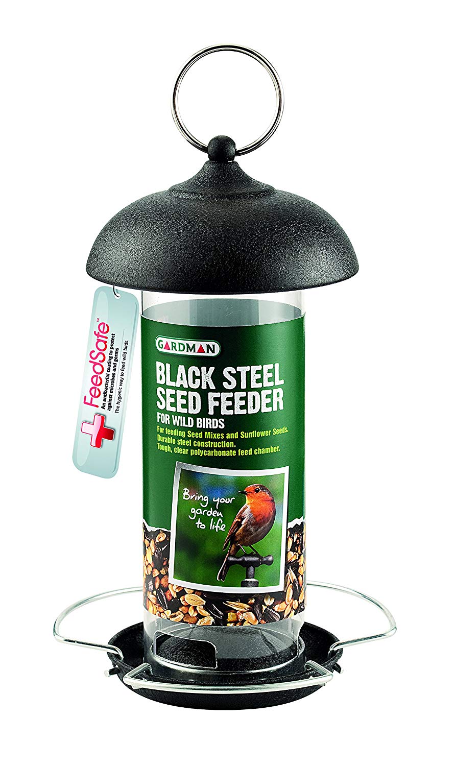 Gardman A01172 Black Steel Wild Bird Seed Feeder, 17.5 x 18 x 3.5 cm