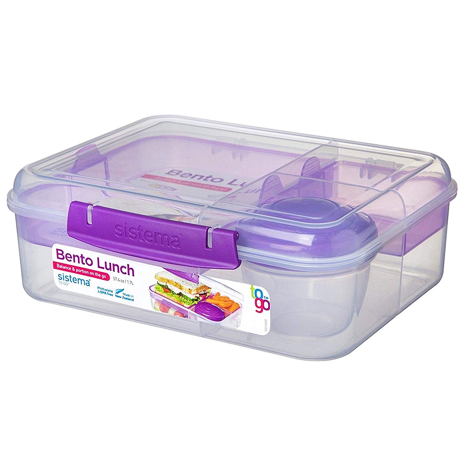 Sistema Bento Box to GO, Assorted Colours (Clear), 1.65 L