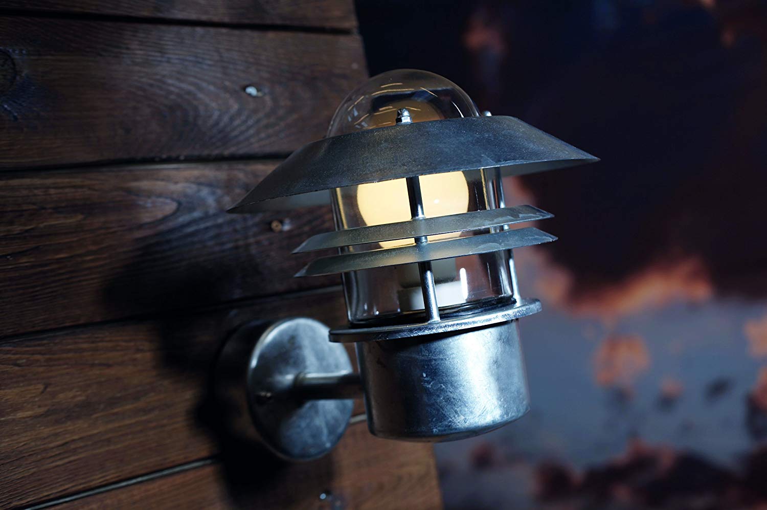 Nordlux Blok Outdoor Wall Light Silver Galvanized Steel E27 Coastal/Marine Safe - Garden, Patio, Entrance Mains Powered, IP54 - Image 2