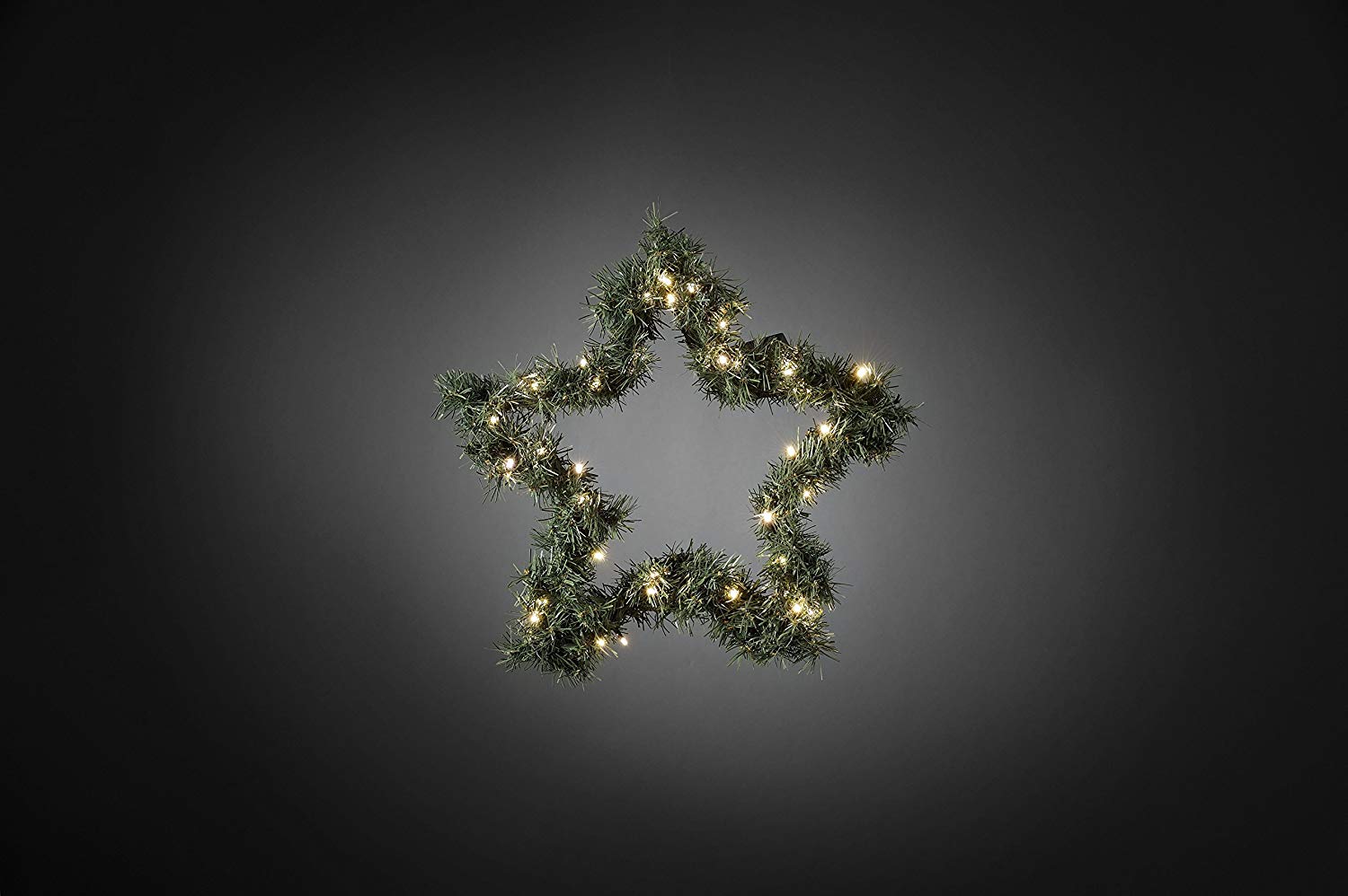 Konstsmide Christmas Lights/LED Spruce Garland Star Wreath/Christmas Garlands with Lights/Outdoor or Indoor Use (IP20) / 40 Amber White Diodes / 6 Hour Timer / 45cm Wreath/Green Cable - Image 2