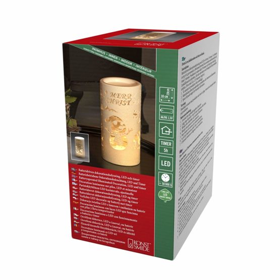 "Konstsmide LED Snow Globe Lantern"Merry Christmas and Snowman Scene", Water Filled/Water Spinner/5 Hour Timer/Battery Operated:3xAA 1.5V (excl.)/Christmas Lantern 1 Warm White Diode", 4355-200