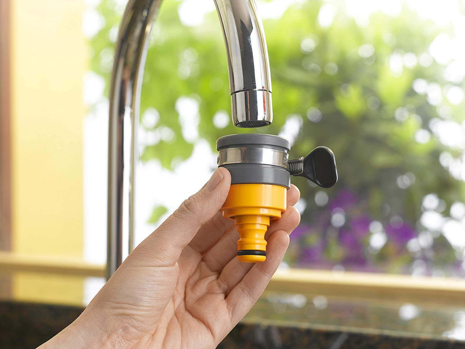 HOZELOCK - Indoor Tap Connector Round 20mm -24mm : For Modern Threadless Kitchen Taps, Adjustable Stainless Steel Collar - Image 3