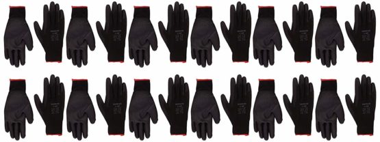 Warrior PU Coated Nylon Work Gloves,NB7/S (Size 7/Small) Black, Set of 12 - Image 2