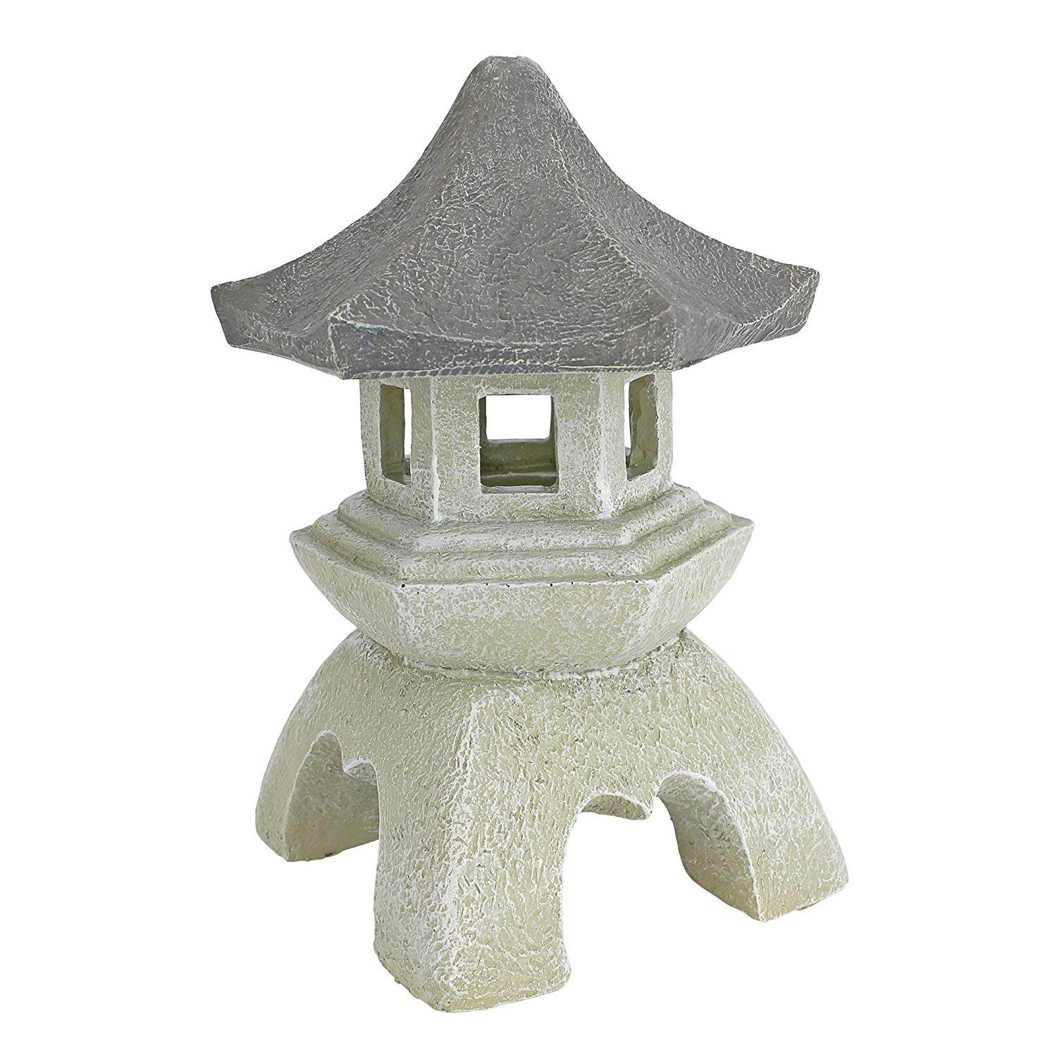 Design Toscano NG29869 Asian Decor Pagoda Lantern Outdoor Statue, Medium 25.5 cm, Polyresin, Two Tone Stone, White