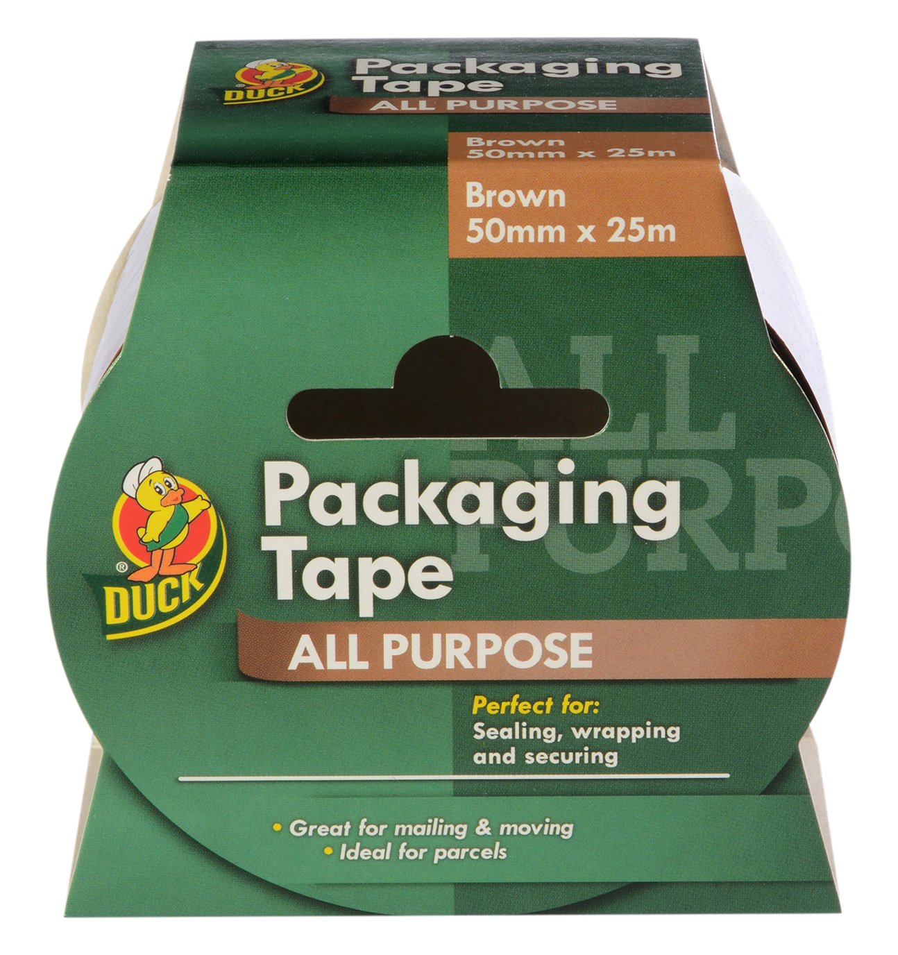 Duck Brown Packing Tape | Parcel Tape 1 Roll 50mm x 25m, Packaging Tape Strong Sticky Seal for Moving House, Packing Parcels