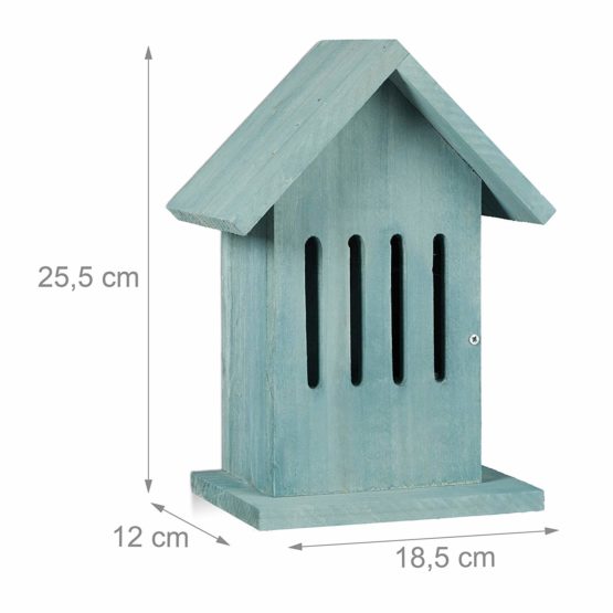 Relaxdays Hanging Butterfly House, Insect Hotel for the Garden or Balcony, Peacock Butterfly, HxWxD: 25.5 x 18.5 x 12 cm, Turquoise - Image 3