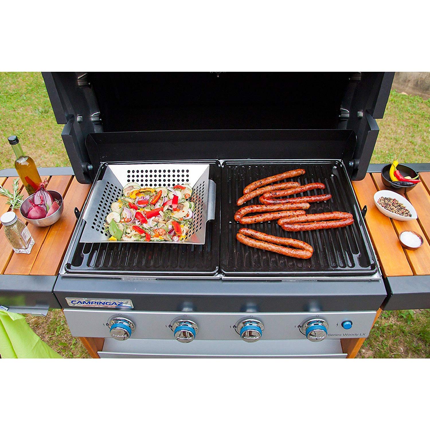 Campingaz Premium Barbecue Vegetable Basket - Silver - Image 3