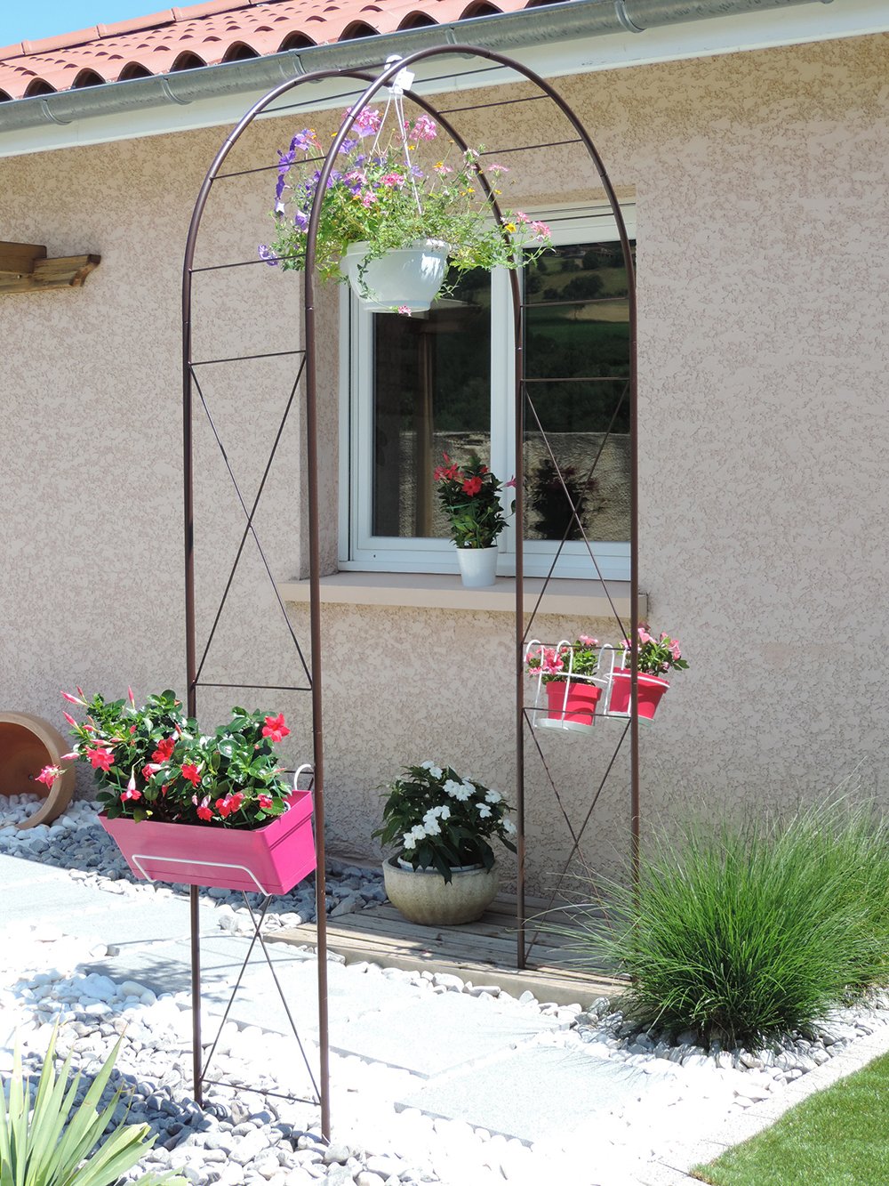 Louis Mill 3186 Arch Garden Decor Rhombus Metal Iron Antique 130 x 250 cm, Fer Vieilli - Image 3