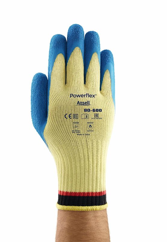 Ansell PowerFlex 80-600 Cut protection gloves, mechanical protection, Blue, Size 7 (Pack of 12 pairs) - Image 2