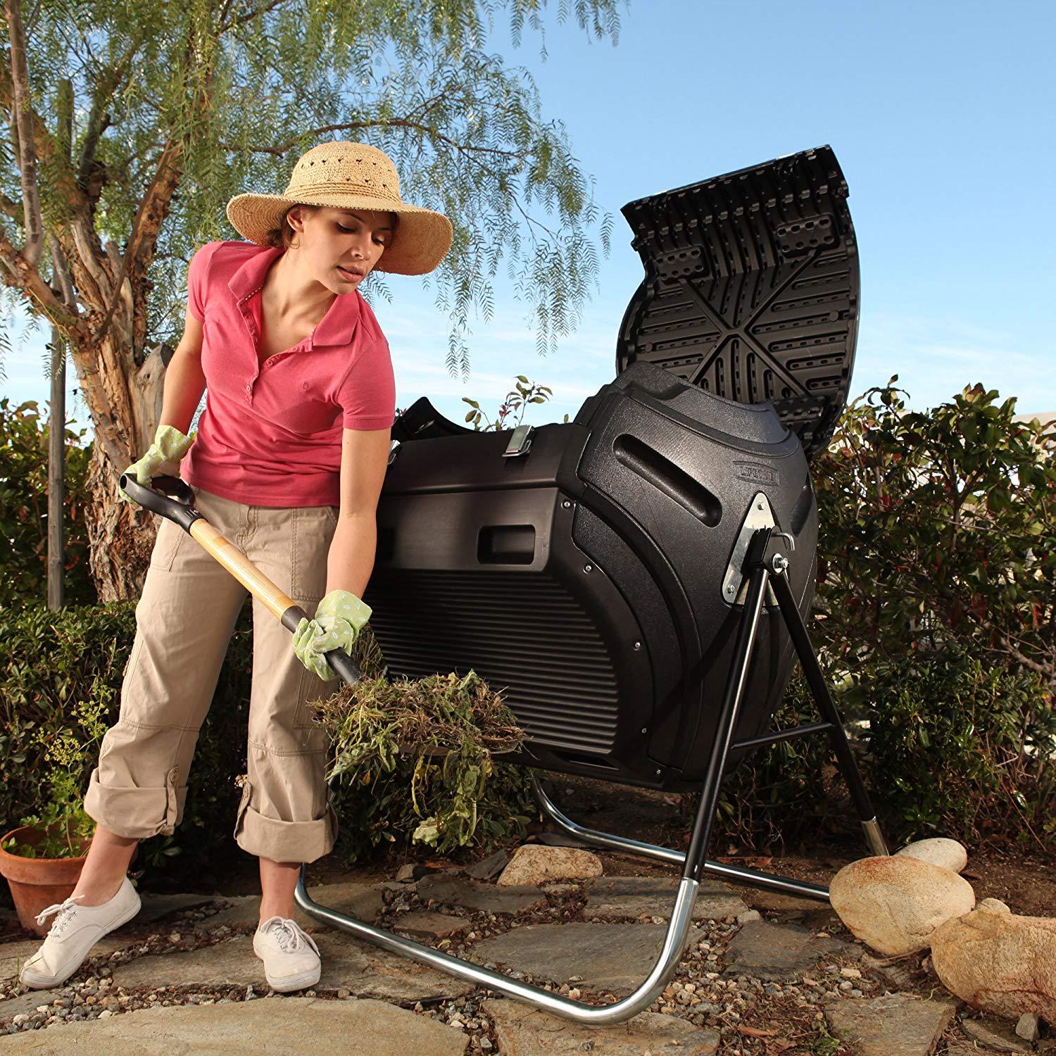 Lifetime 304 Litre (80 Gallon) Compost Tumbler - Black, 80 Gallon (304 Litre), 80 gallon (305 Litre) - Image 2