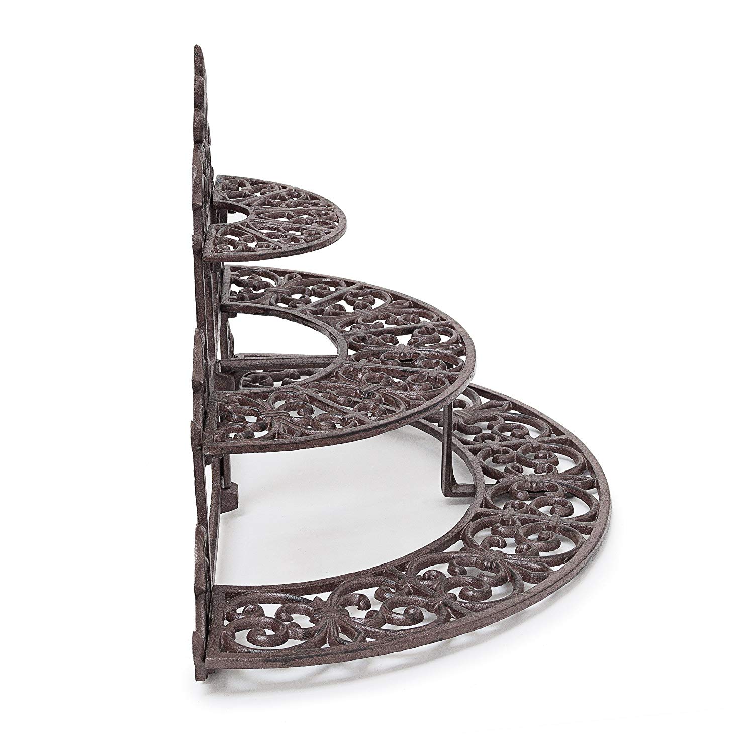 Relaxdays Round Flower Steps Small Cast Iron Flower Bench for Flowers and Flower Pots Strong Flower Stand Rack Holder - Image 4