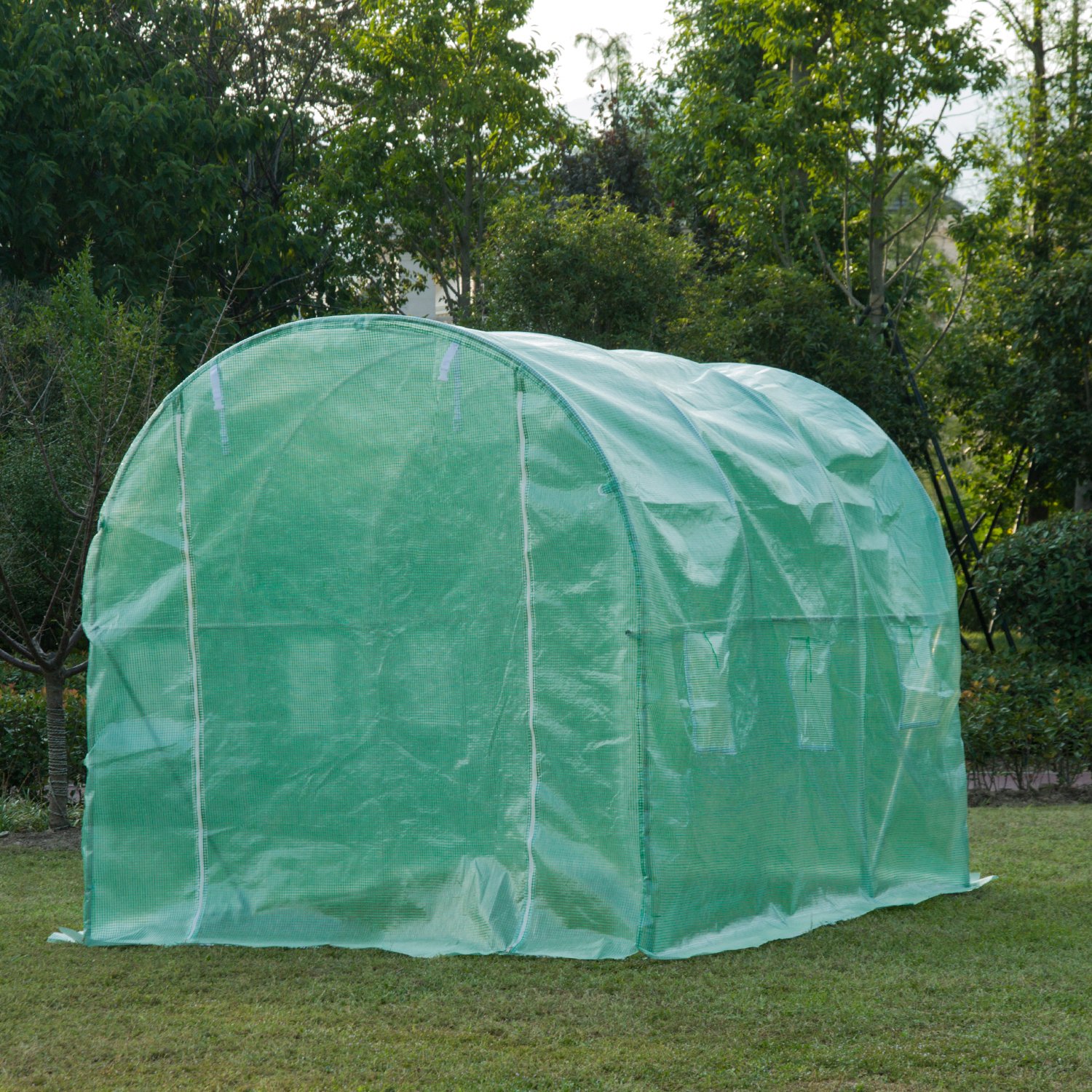 Outsunny Walk In Polytunnel Outdoor Garden Greenhouse With Windows And ...