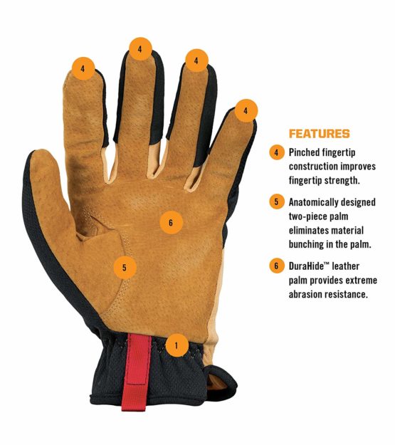 Mechanix Wear FastFit® Leather Gloves (Large, Brown/Black) - Image 3
