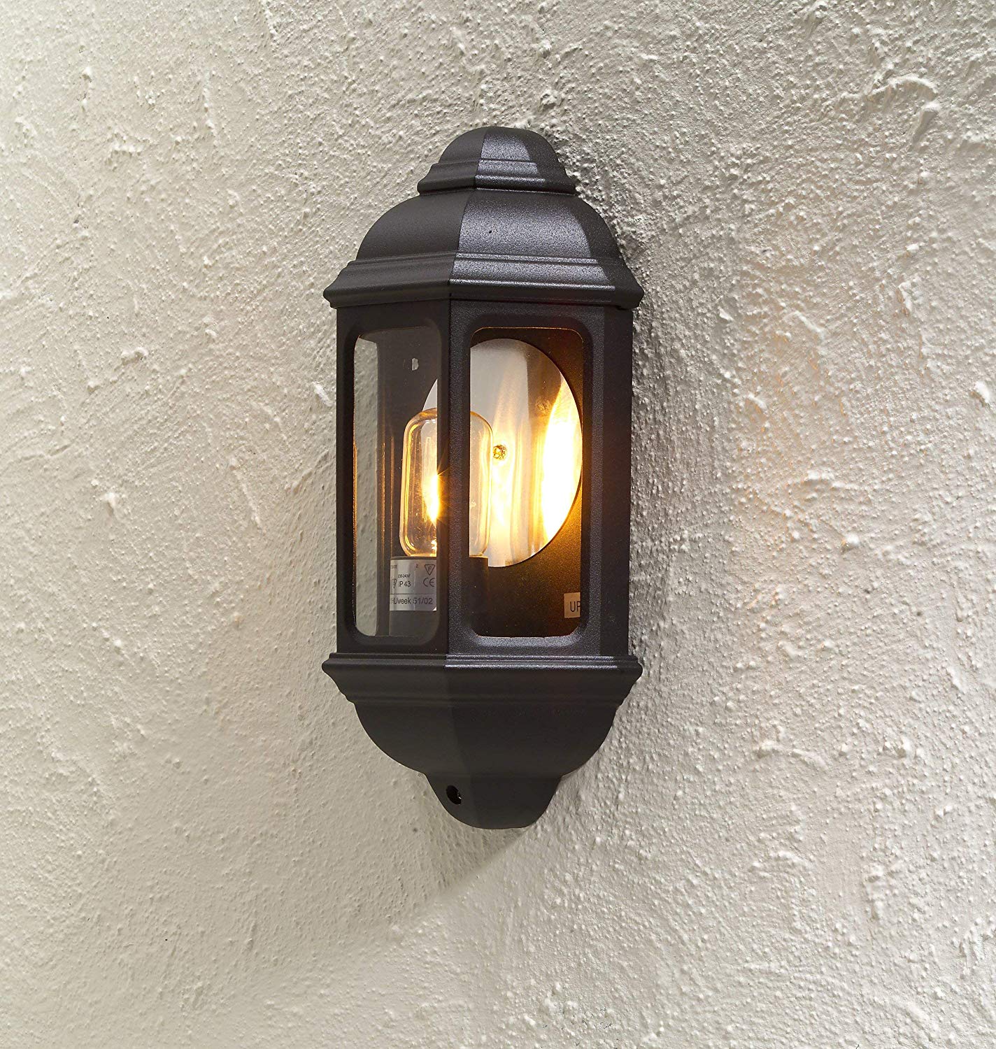 Konstsmide Outdoor Wall Lights Mains Powered/Cagliari Flush Classic Lantern/1 x 100 W E27 Max Lamp/Clear Glass/Aluminium/IP43/Outside Light Matt - Image 2