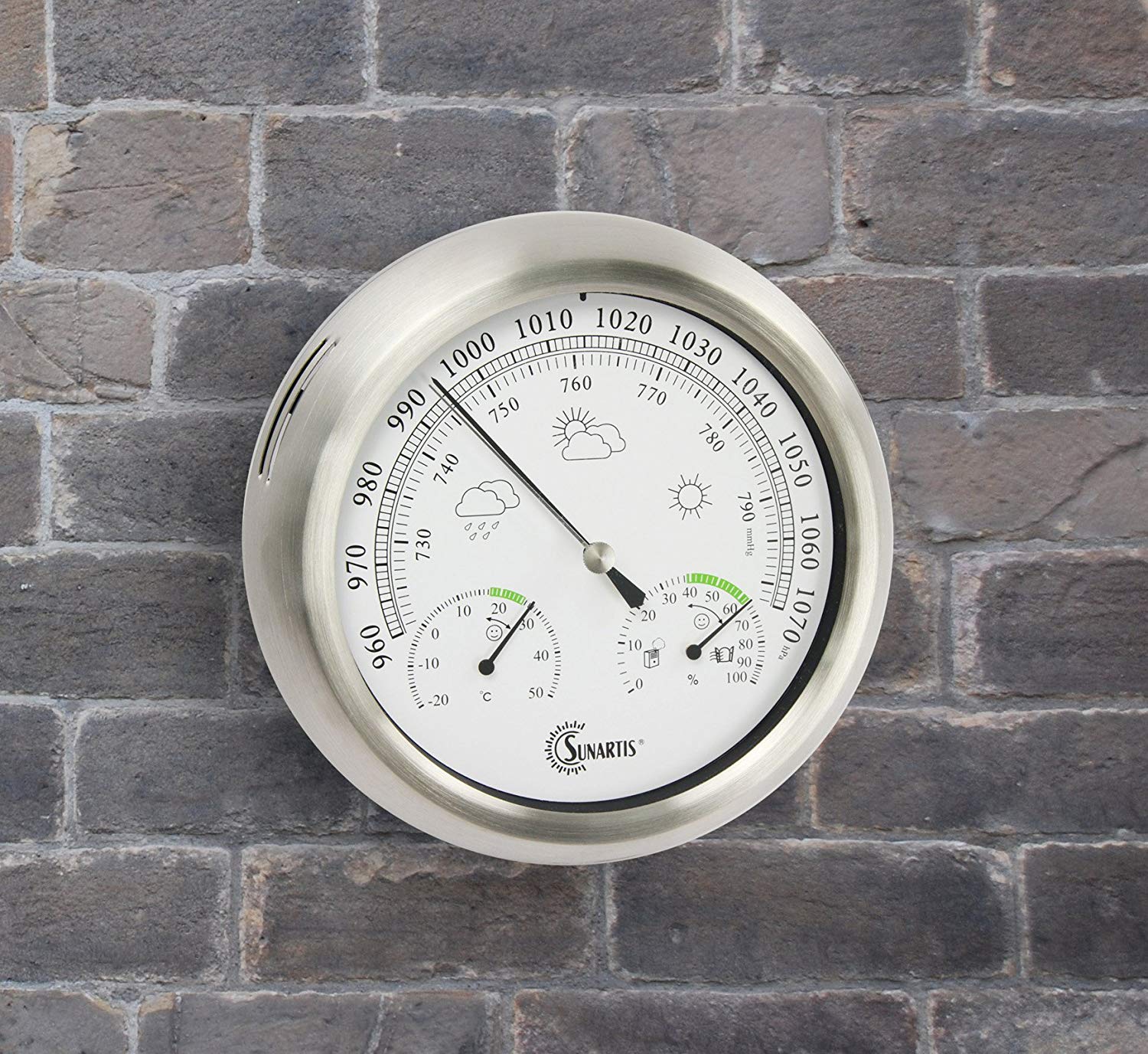 Sunartis THB367 Outside Weather Station with Stainless Steel Frame and Thermometer Hygrometer and Barometer approx. Ø 21 x 4 cm - Image 4