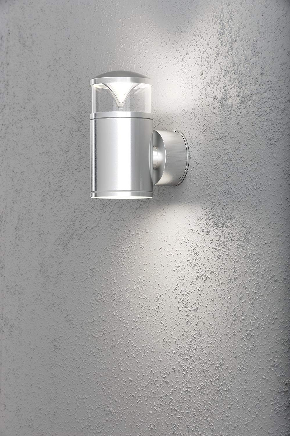 Konstsmide Outdoor Wall Light Mains Powered/Monza Small Up Down Modern Lamp/2 x 9 W GX53 Max Wall Lamp/Clear Acrylic Lens/IP44/Aluminium Outside - Image 2