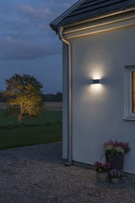 Konstsmide Outdoor Wall Lights/Chieri Big Up Down Modern Outdoor Wall Light/High Power 2 x 3 W LEDs/Opal Acrylic Glass/Aluminium/IP54/Anthracite - Image 3