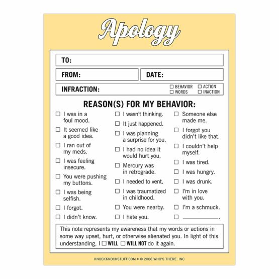 Knock Knock Humorous Apology Note Pad - Image 3