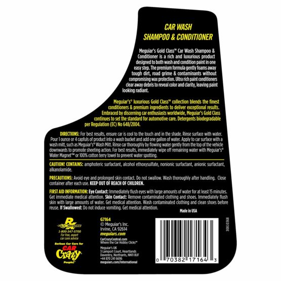 Meguiar's G7164EU Gold Class Car Wash Shampoo & Conditioner 1.89L Biodegradable Formula - Image 4