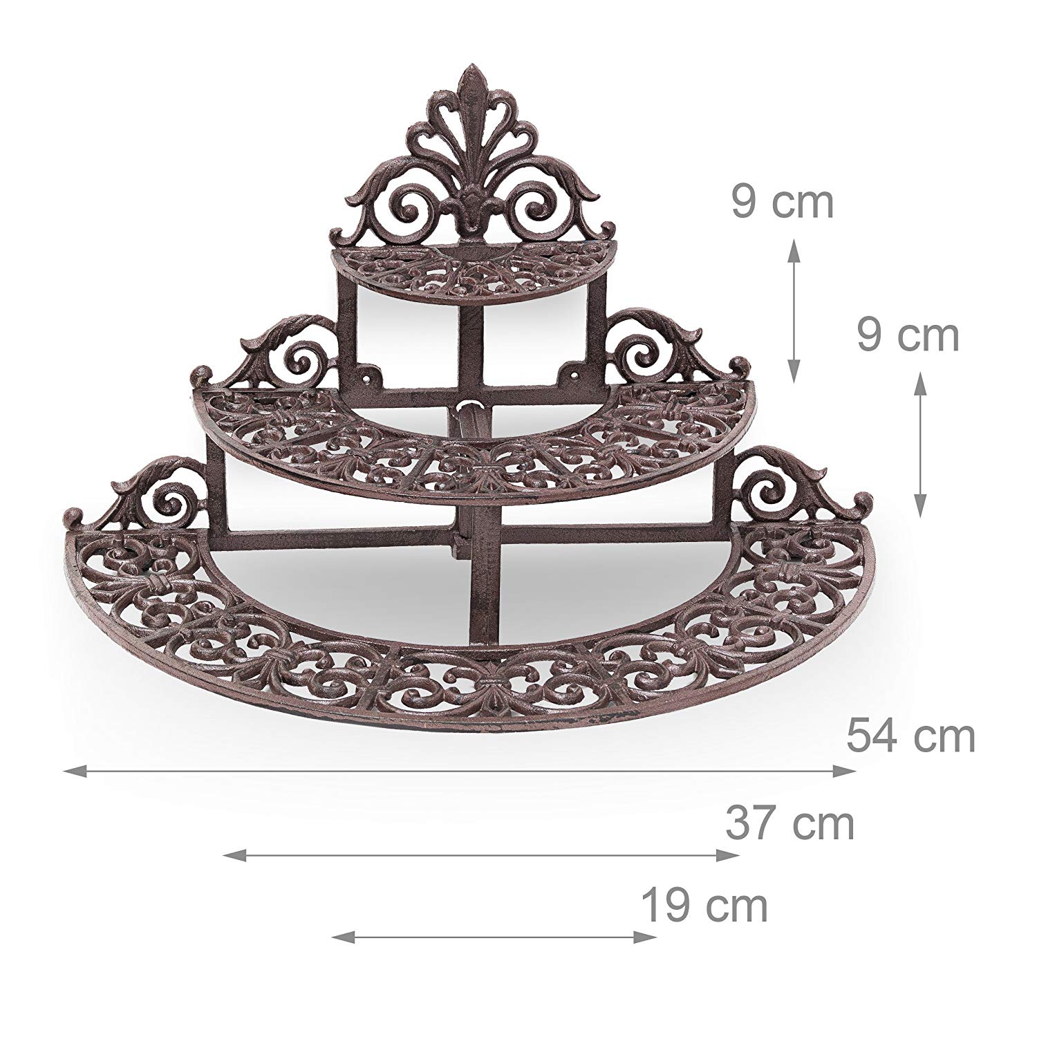 Relaxdays Round Flower Steps Small Cast Iron Flower Bench for Flowers and Flower Pots Strong Flower Stand Rack Holder - Image 3