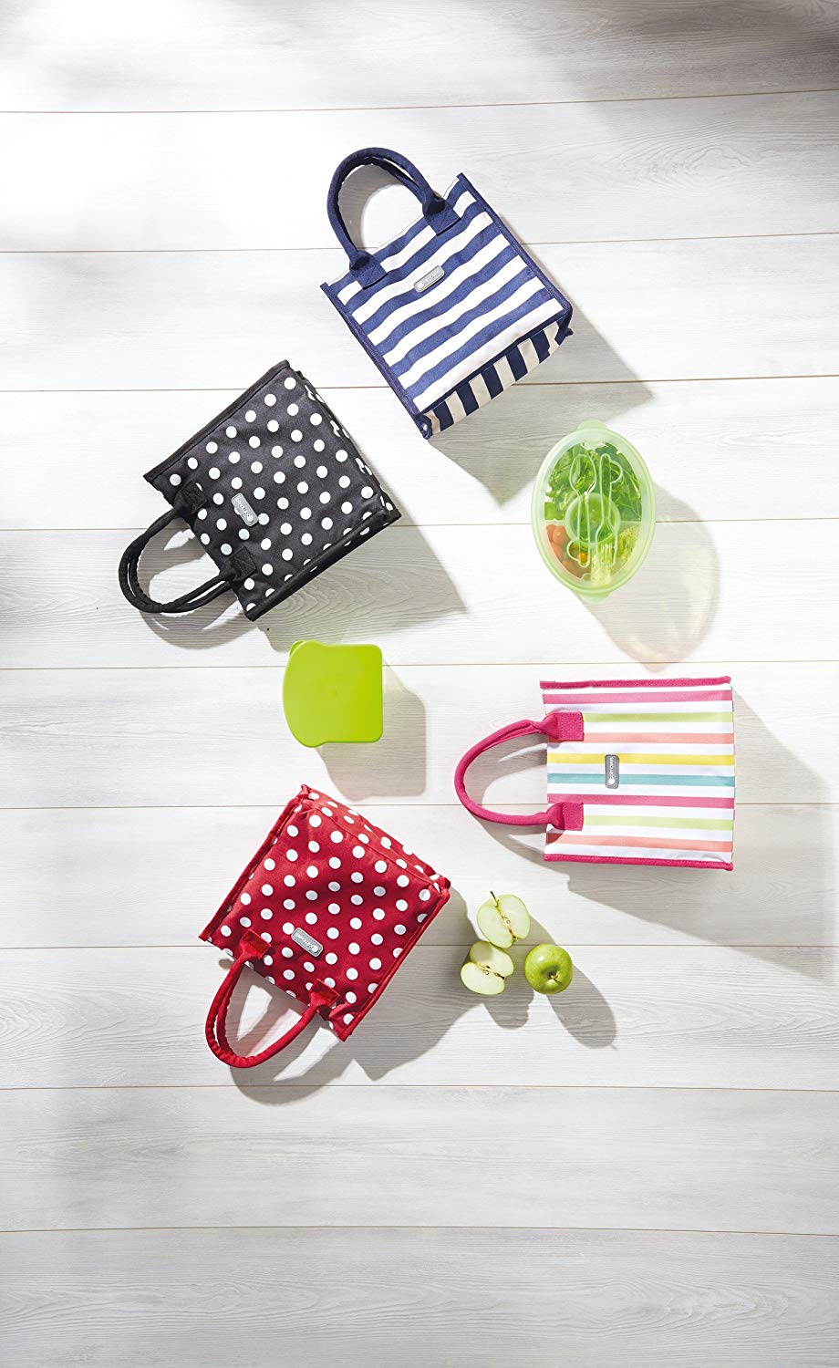 KitchenCraft Tote Cool Bag, 4 Litres (Small) - Cream/Blue Stripes - Image 4