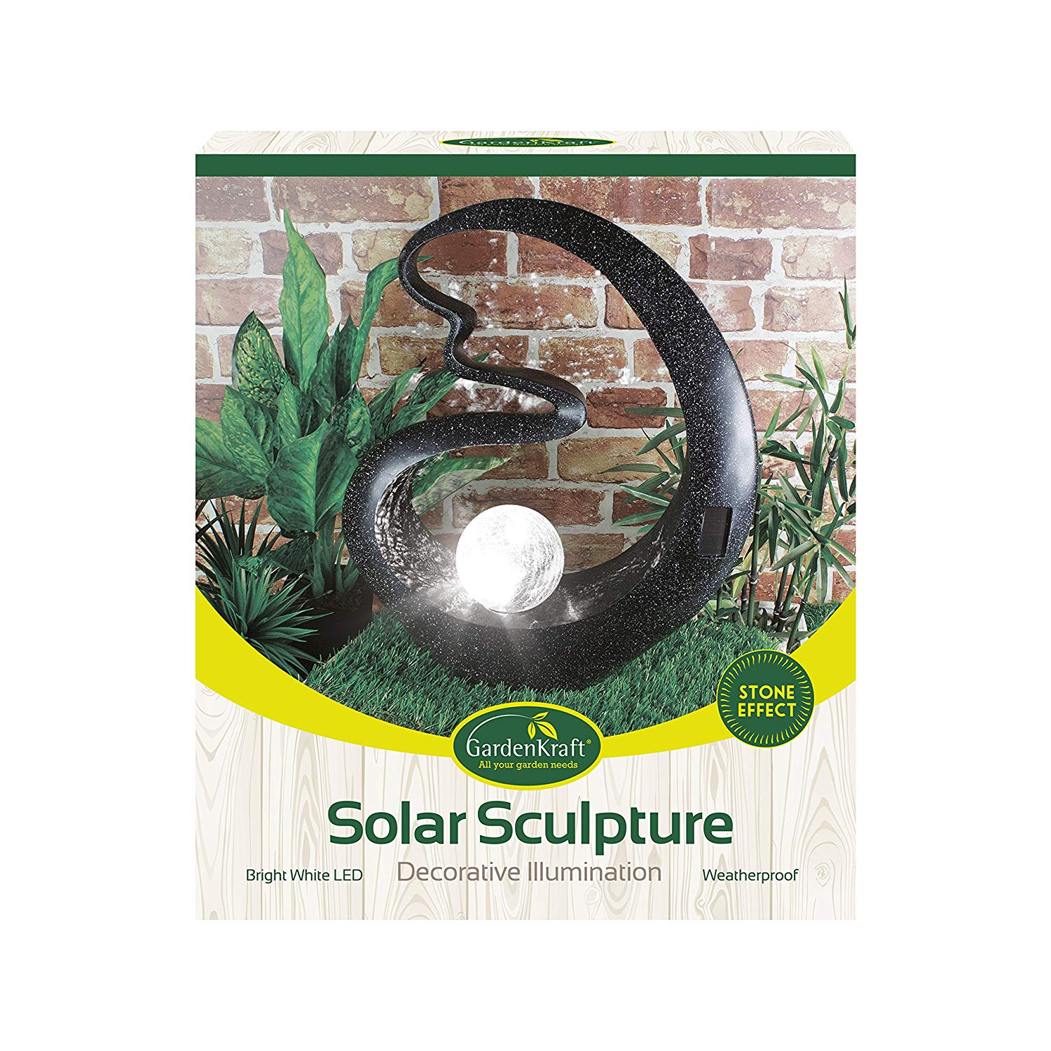 GardenKraft Solar Powered Medusa Garden Ornament/Cracked Glass Ball Light/Decorative Illumination/Weatherproof/Auto-On / 45cm x 30cm / Black / - Image 2