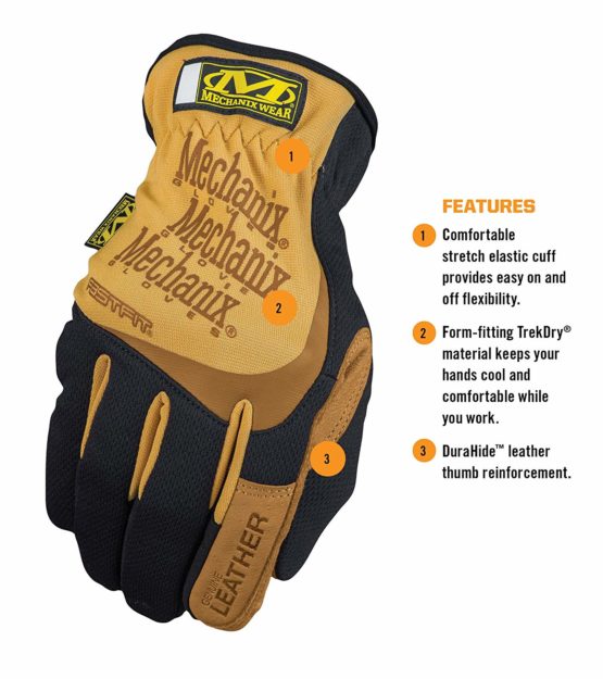 Mechanix Wear FastFit® Leather Gloves (Large, Brown/Black) - Image 2