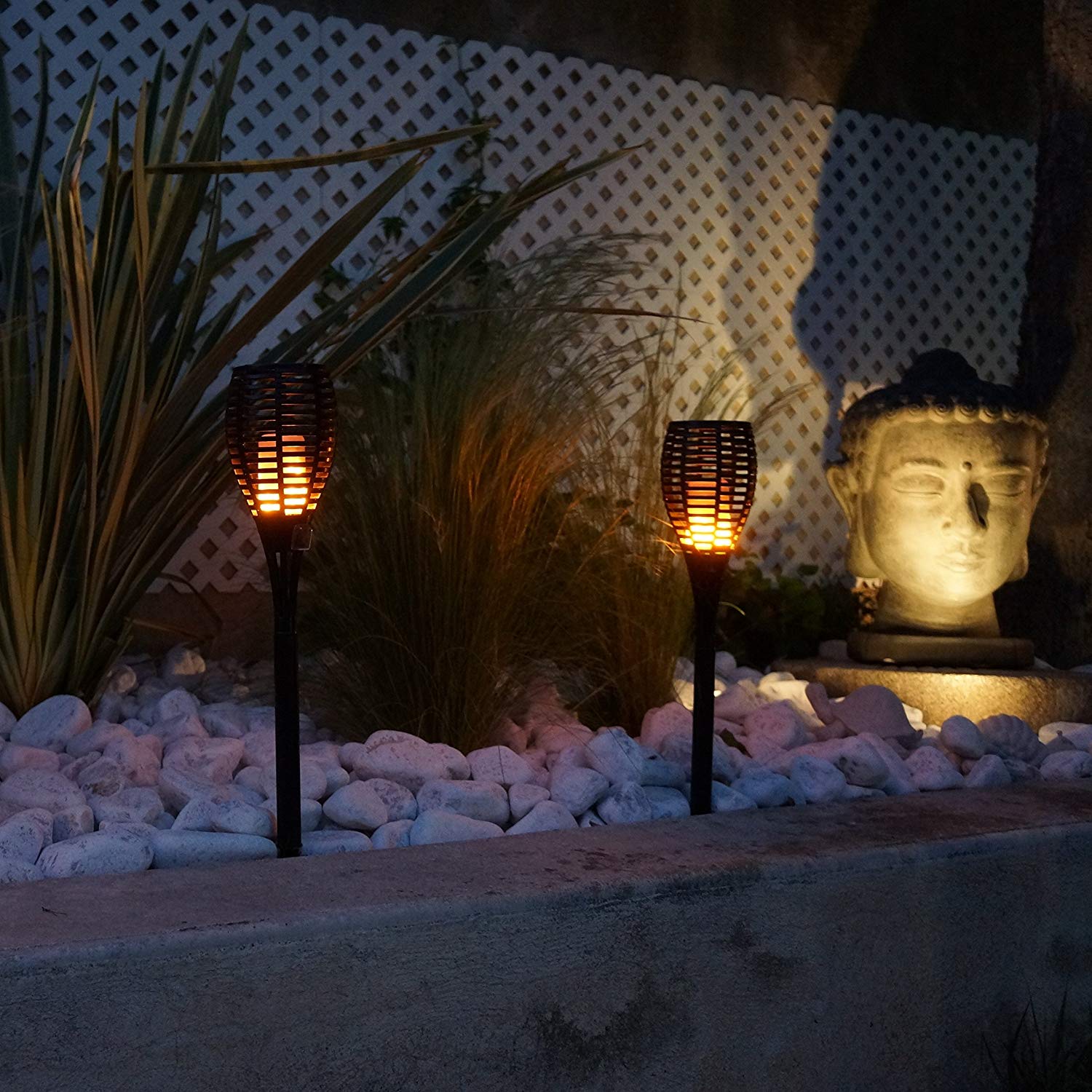 LUMISKY MAITY Sun Lampe Torche LED Imitation Flamme Solaire Pour Jardin, ABS, Noir, 11x11x78 cm - Image 4